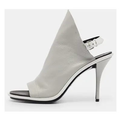 Balenciaga Grey/White Leather Glove Ankle Strap Sandals Size