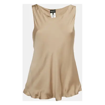 Giorgio Armani Beige Satin Silk Sleeveless Top