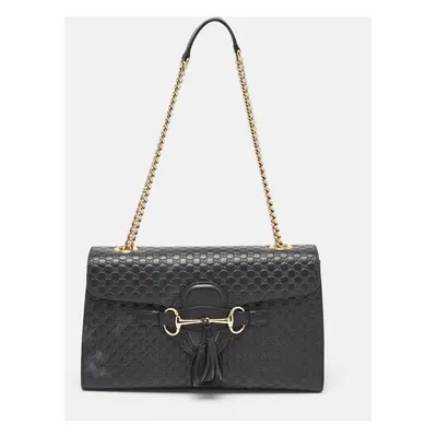 Gucci Black Microguccissima Leather Medium Emily Shoulder Bag