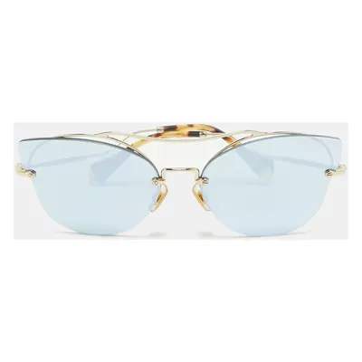 Miu Miu Grey/Gold Mirrored SMU526 Butterfly Sunglasses