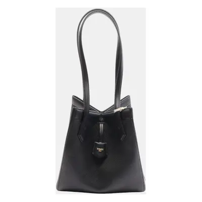 Fendi Leather Black Origami Medium Tote Bag