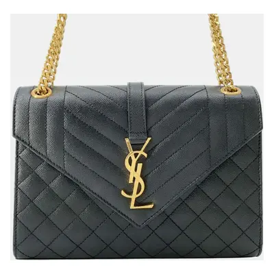 Yves Saint Laurent Black Envelope Medium Chain Shoulder Bag