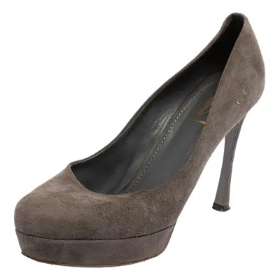 Yves Saint Laurent Grey Suede Pumps Size