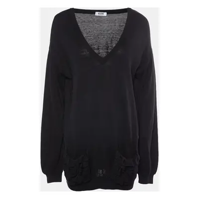 Moschino Cheap and Chic Black Knit Ruffle Pocket Sweater