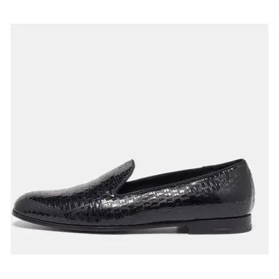 Giorgio Armani Black Embossed Patent Leather Smoking Slippers Size