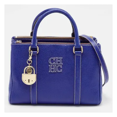 Carolina Herrera Blue Leather Matteo Tote