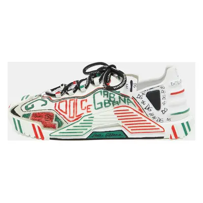 Dolce & Gabbana Multicolor Canvas and Leather Graffiti Print Ns1 Low Top Sneakers Size