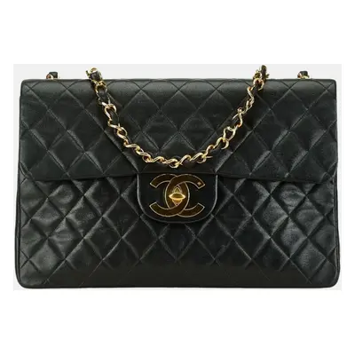 Chanel Black Lambskin Matelasse Chain Shoulder Bag