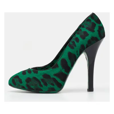 Dolce & Gabbana Green/Black Leopard Print Calf Hair Pumps Size 36.5