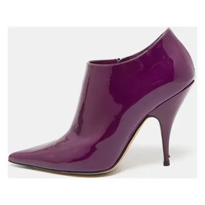 Dior Purple Patent Leather Pointed Toe Ankle Length Boots Size