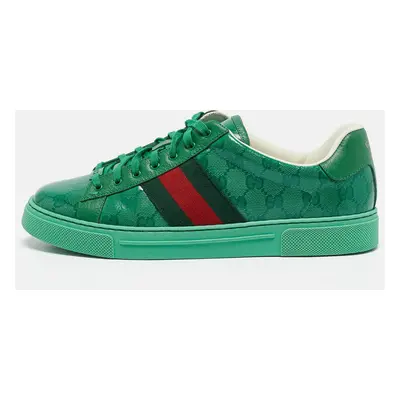 Gucci Green GG Crystal Canvas Ace Sneakers Size 43.5