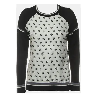 Hermes Black/White Silk, Cotton Cashmere Silk Sweater FR Women