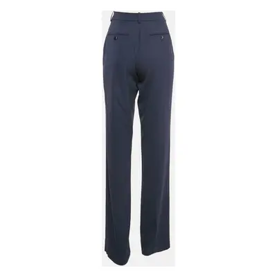 Giorgio Armani Navy Blue Wool Straight Leg Trousers