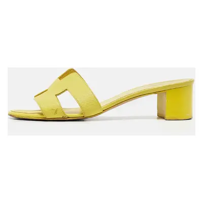 Hermes Yellow Leather Oasis Slide Sandals Size