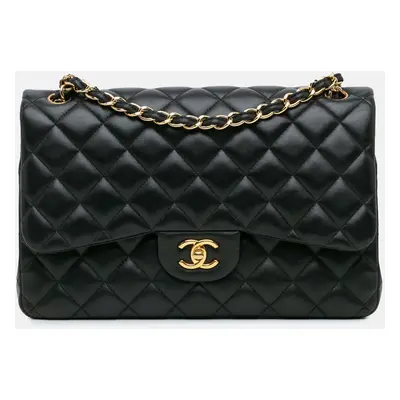 Chanel Black Leather Jumbo Classic Lambskin Double Flap