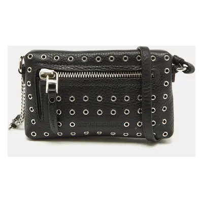 Burberry Black Leather Eyelet Crossbody Bag