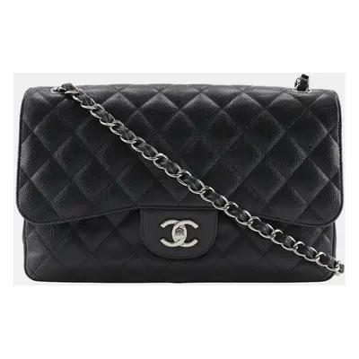 Chanel Black Leather Caviar Skin Shoulder Bag