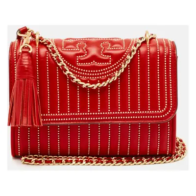 Tory Burch Red Leather Small Fleming Crossbody Bag