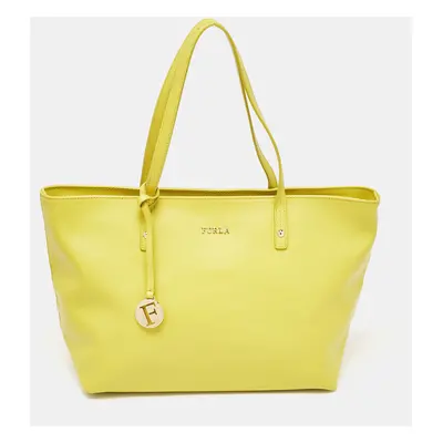 Furla Yellow Leather Top Zip Tote