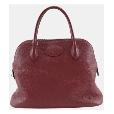 Hermes Rouge Grenat Red Leather Bolide Handbag