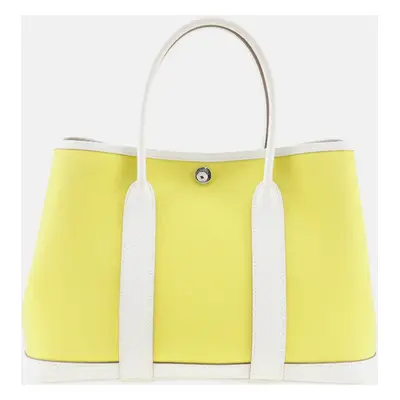 Hermes Lime/Craie Yellow Canvas Garden Party Tpm Handbag