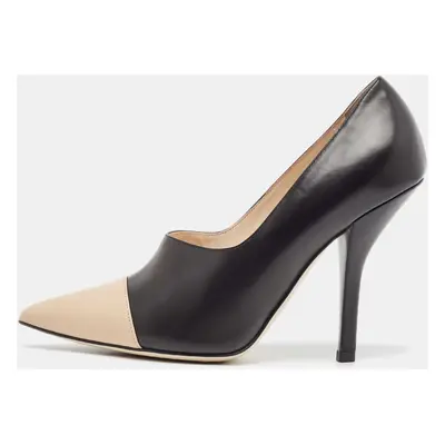 Fendi Black/Beige Leather Pointed Toe Pumps Size