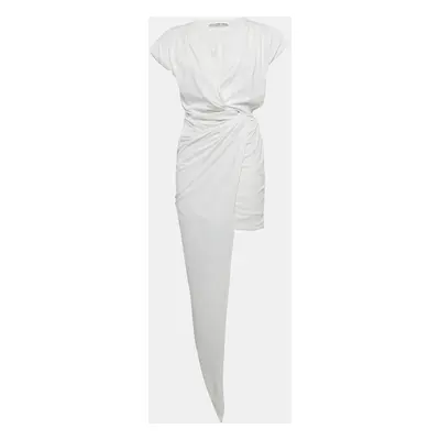 Alexander Wang White Jersey Draped Asymmetric Mini Dress