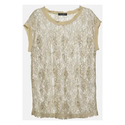 Dolce & Gabbana Green Floral Lace Top