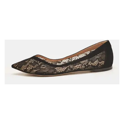 Gianvito Rossi Black Lace and Suede Ballet Flats Size