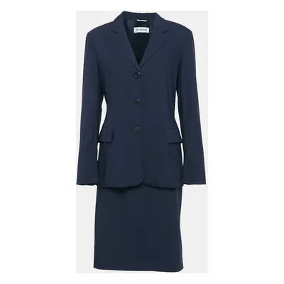 Sportmax Navy Blue Wool Blend Skirt Suit