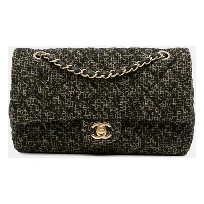 Chanel Black Medium Classic Tweed Double Flap