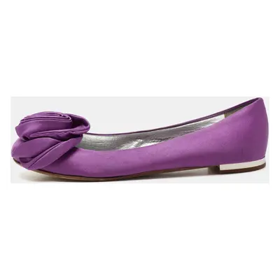 Giuseppe Zanotti Purple Satin Flower Applique Ballet Flats Size 37.5