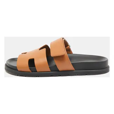 Hermes Brown Leather Chypre Sandals Size 41.5