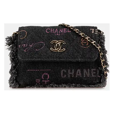 Chanel Black Denim Denim Mood Clutch with Chain