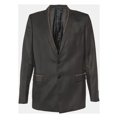 Versace Collection Black Wool Zip Detailed Blazer