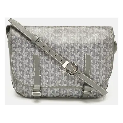 Goyard Grey Goyardine Coated Canvas Belvedere MM Saddle Bag