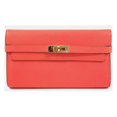 Hermes Kelly Wallet Pink Epsom Leather Pink Leather