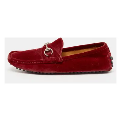 Gucci Red Suede Horsebit Slip On Loafers Size