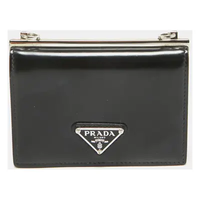 Prada Black Brushed Leather Card Holder