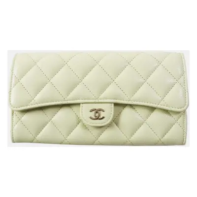 Chanel Yellow Leather Caviar Skin Long Wallet