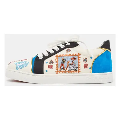 Christian Louboutin Multicolor Suede and Canvas Vieira Sneakers Size