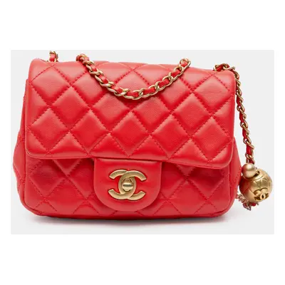 Chanel Mini Square Classic Lambskin Pearl Crush Flap