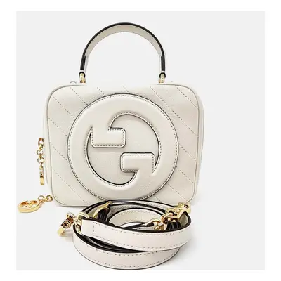 Gucci White Leather Blondie Top Handle Bag