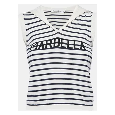 Dior White Striped Marbela Silk Knit Sleeveless Top