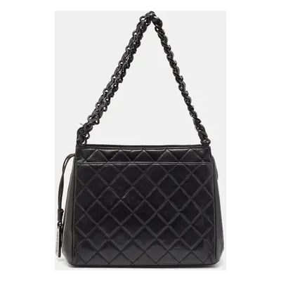 Chanel Black Quilted Leather Chain Tote