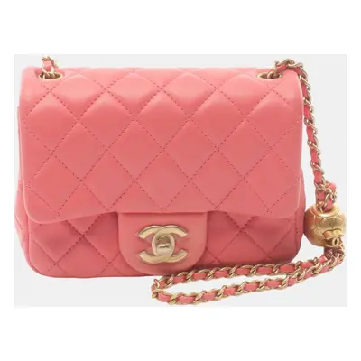 Chanel Pink Lambskin Matelasse Shoulder Bag