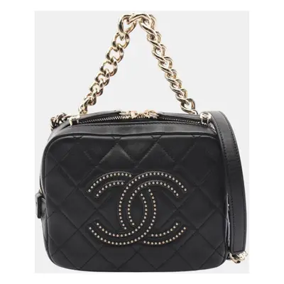 Chanel Leather Black Matelasse Coco Mark Shoulder Bag