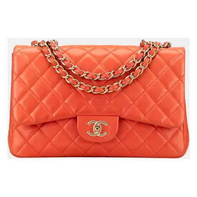 Chanel Orange Lambskin Matelasse Coco Mark Chain Shoulder Bag