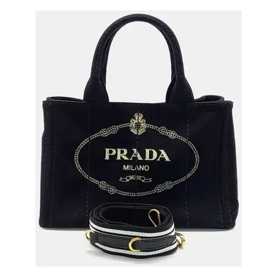 Prada Black Canvas Canapa Tote Bag