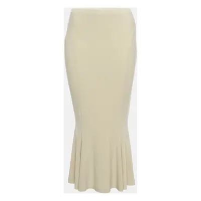 Norma Kamali Beige Stretch knit Fishtail Midcalf Skirt